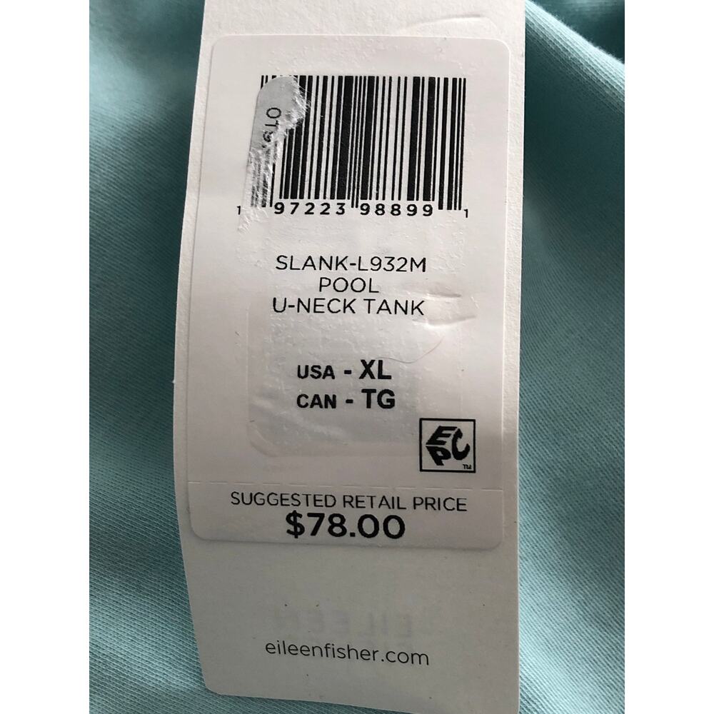 EILEEN FISHER cotton Tank Top in Pool aqua blue NWT - Picture 7 of 8